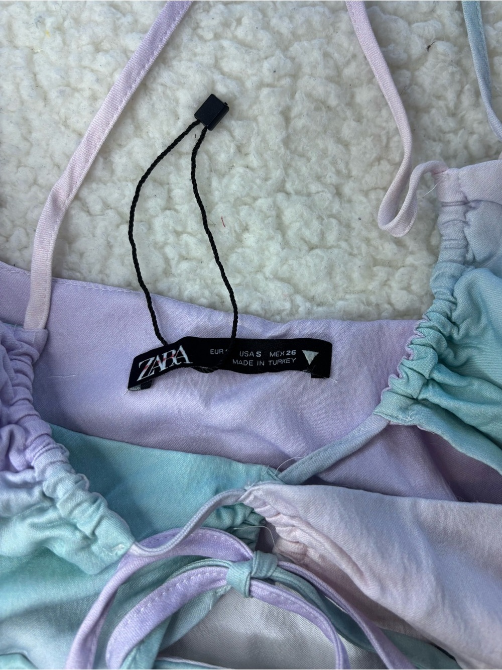 Zara Women Pastels Tie Dye Cut Out Ruched Mini Dress - Picture 6 of 10